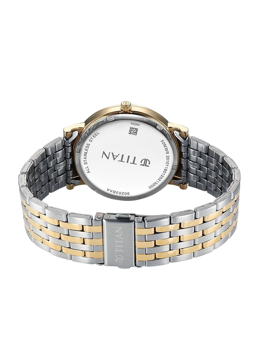 Titan Elegance Round Dial Quartz Stainless Steel Watch - 90203BM01