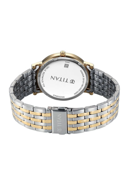 Titan Elegance Round Dial Quartz Stainless Steel Watch - 90203BM01