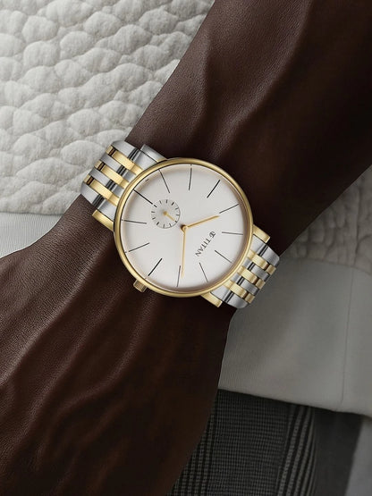 Titan Elegance Round Dial Quartz Stainless Steel Watch - 90203BM01