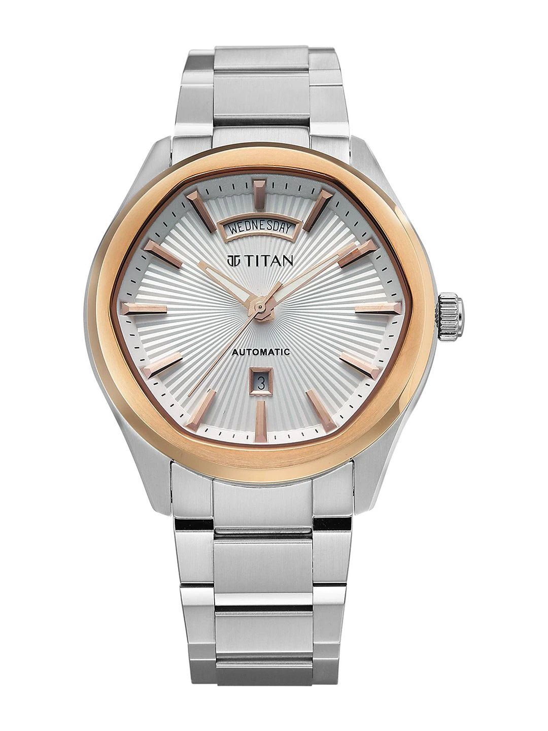 Titan Dial & Leather Bracelet Style Straps Analogue Automatic Watch - 90209KM01