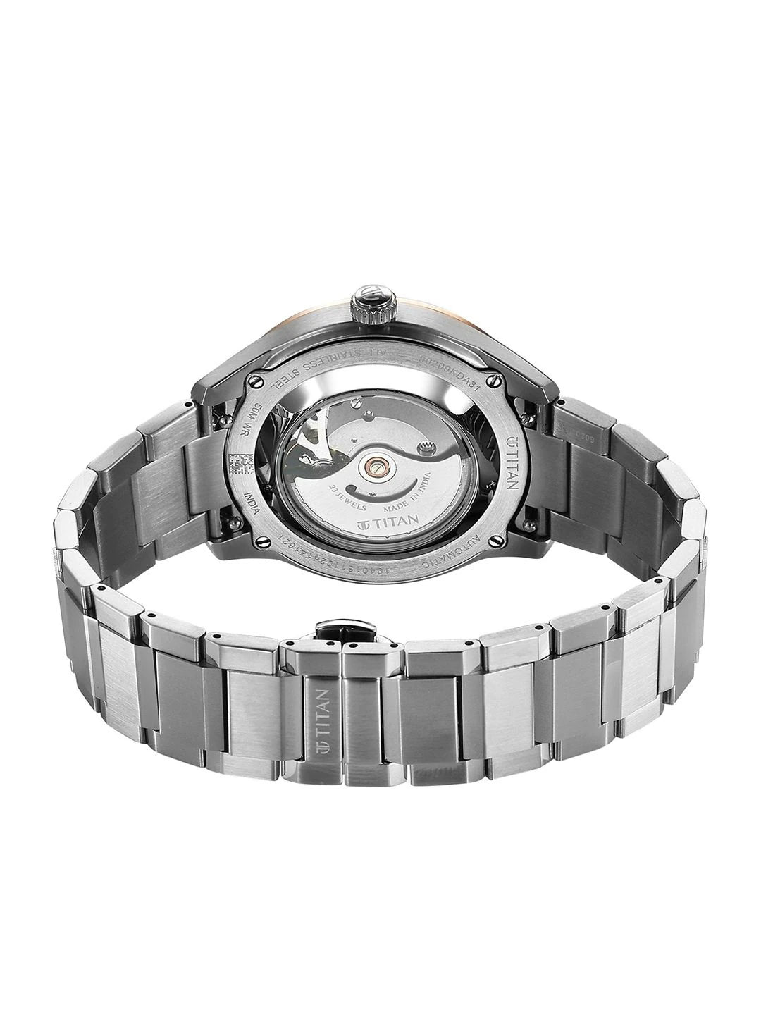 Titan Dial & Leather Bracelet Style Straps Analogue Automatic Watch - 90209KM01