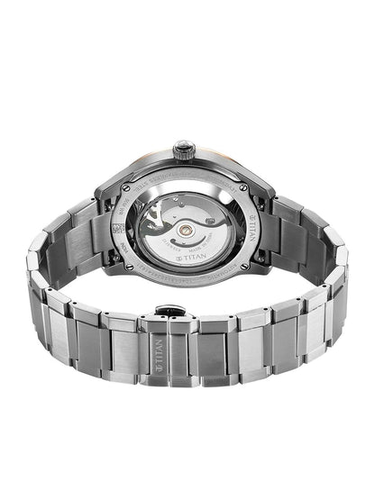 Titan Dial & Leather Bracelet Style Straps Analogue Automatic Watch - 90209KM01
