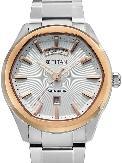 Titan Dial & Leather Bracelet Style Straps Analogue Automatic Watch - 90209KM01