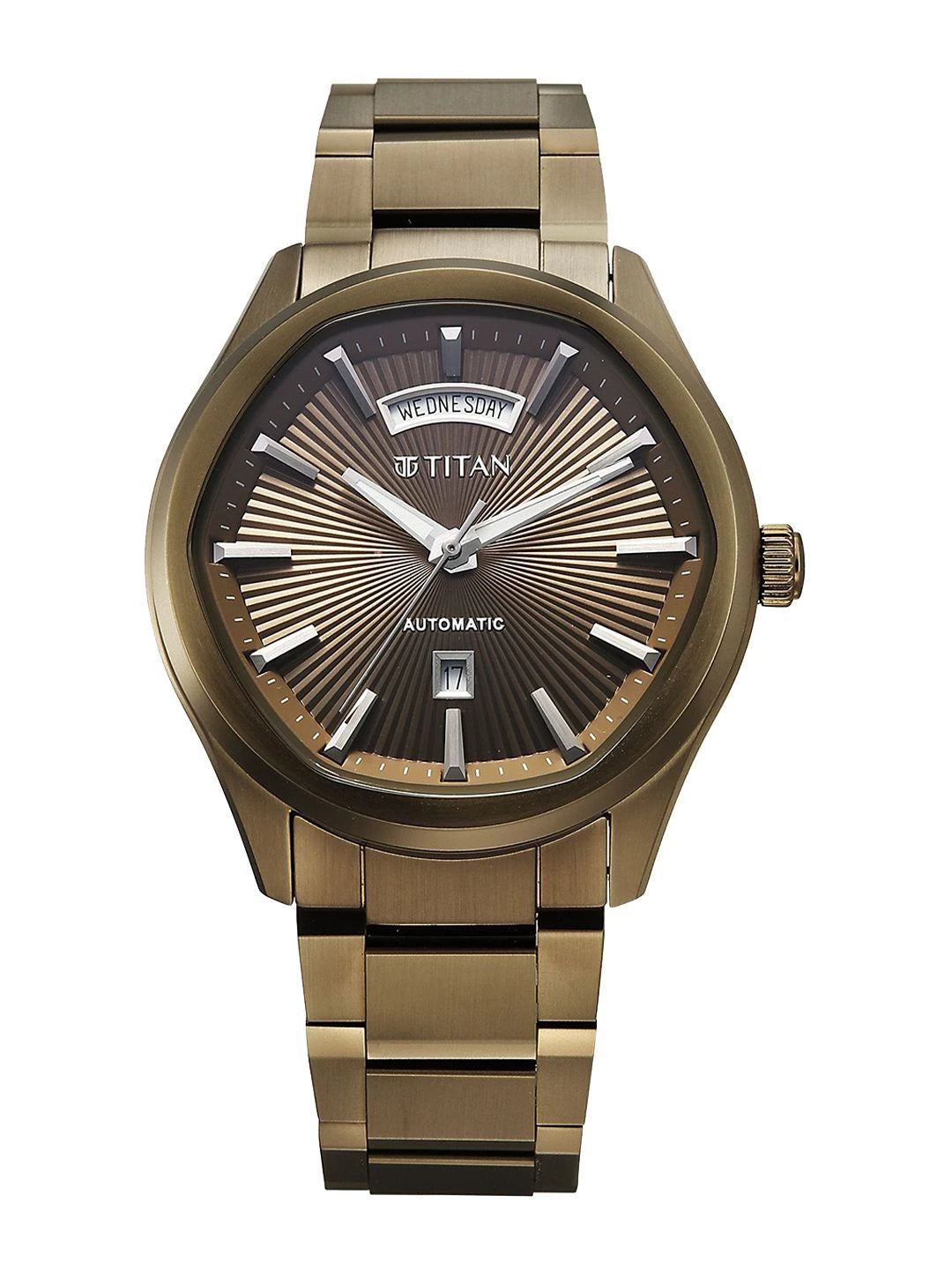 Titan Dial & Leather Bracelet Style Straps Analogue Automatic Watch - 90209QM01