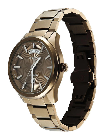 Titan Dial & Leather Bracelet Style Straps Analogue Automatic Watch - 90209QM01