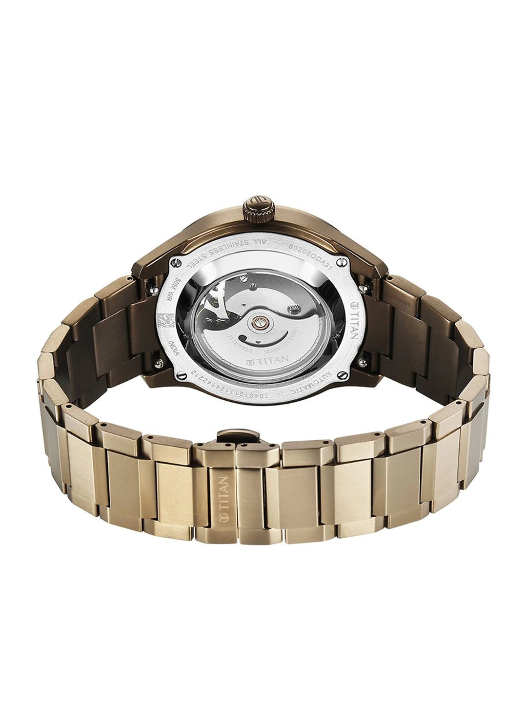 Titan Dial & Leather Bracelet Style Straps Analogue Automatic Watch - 90209QM01