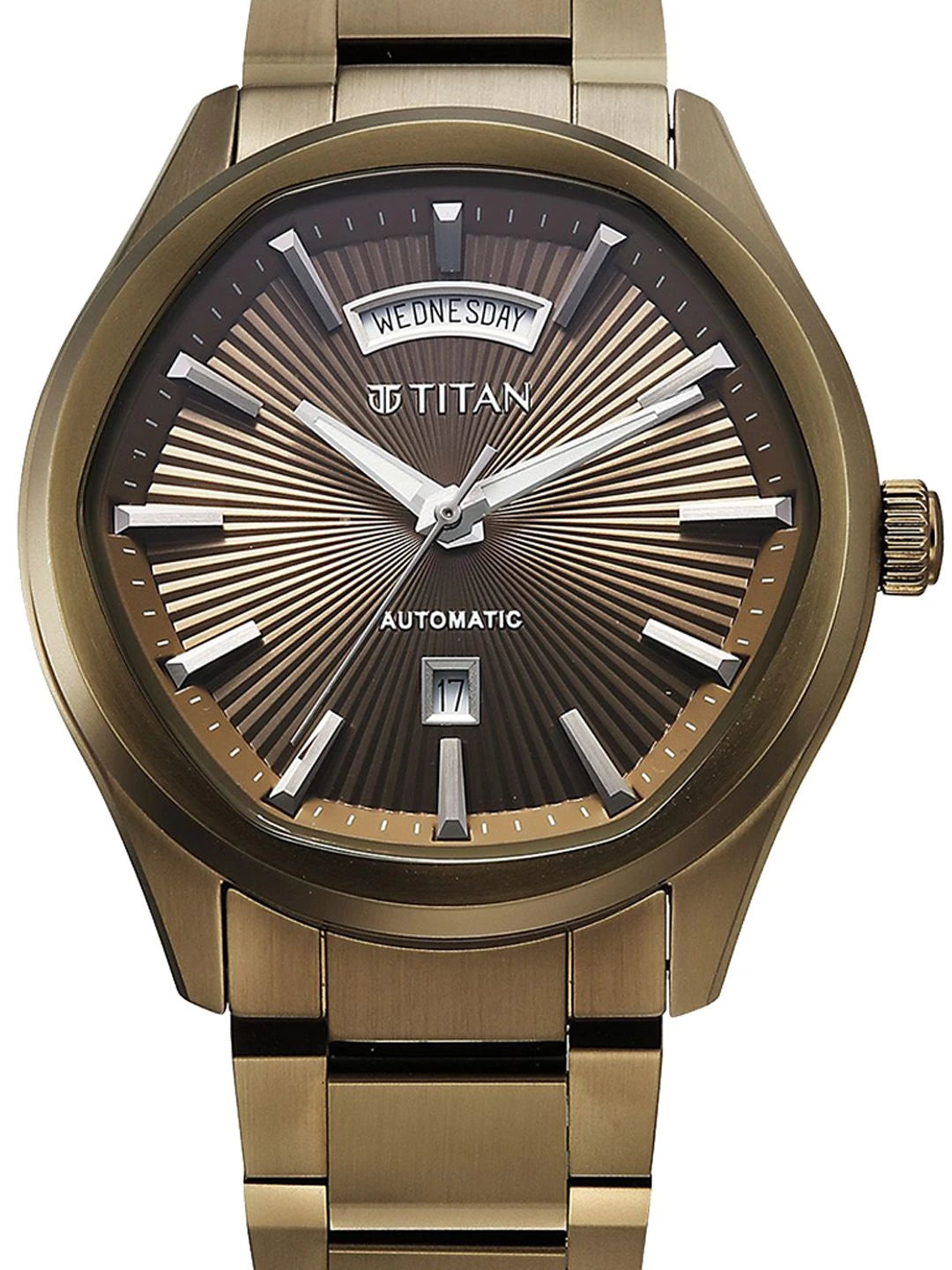 Titan Dial & Leather Bracelet Style Straps Analogue Automatic Watch - 90209QM01
