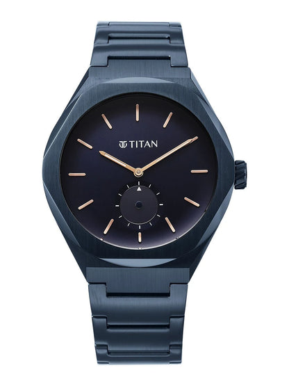 Titan Classique Contour Blue Round Dial Quartz Analog Watch - 90210QM01