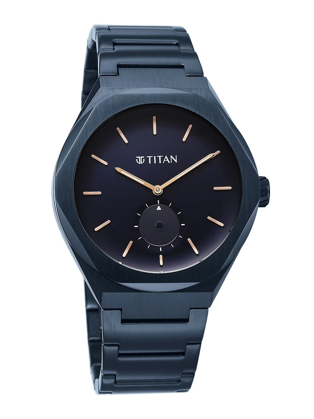Titan Classique Contour Blue Round Dial Quartz Analog Watch - 90210QM01