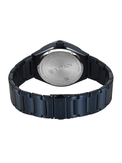Titan Classique Contour Blue Round Dial Quartz Analog Watch - 90210QM01