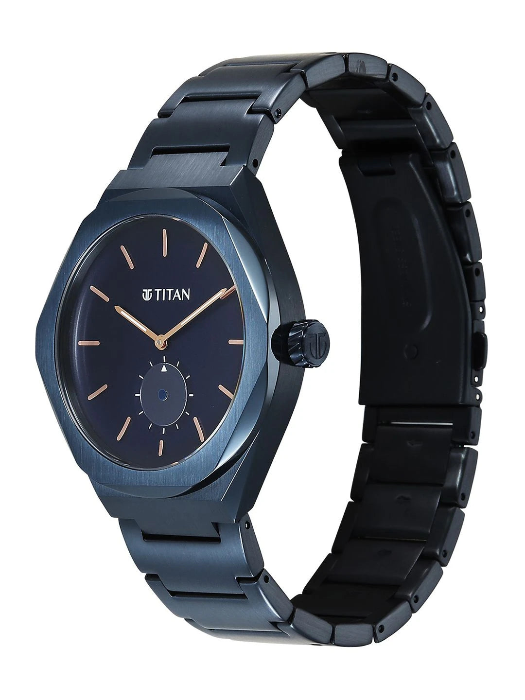 Titan Classique Contour Blue Round Dial Quartz Analog Watch - 90210QM01