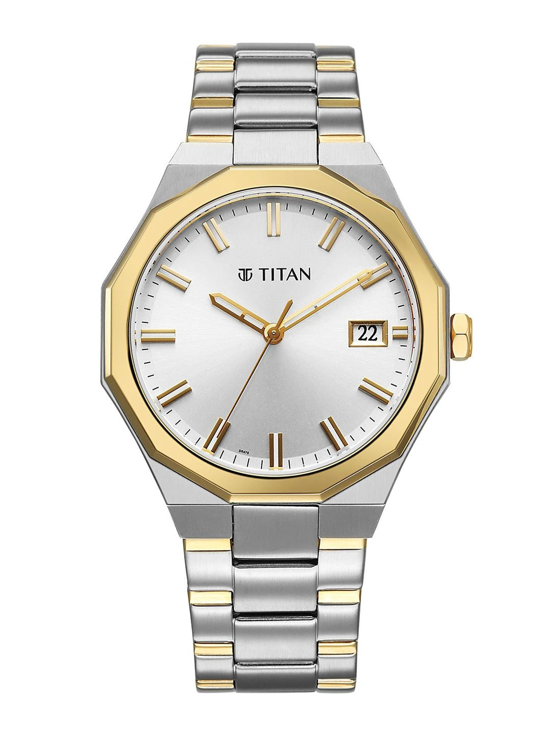 Titan Dodecagon Round Dial Quartz Movement Watch - 90212BM01