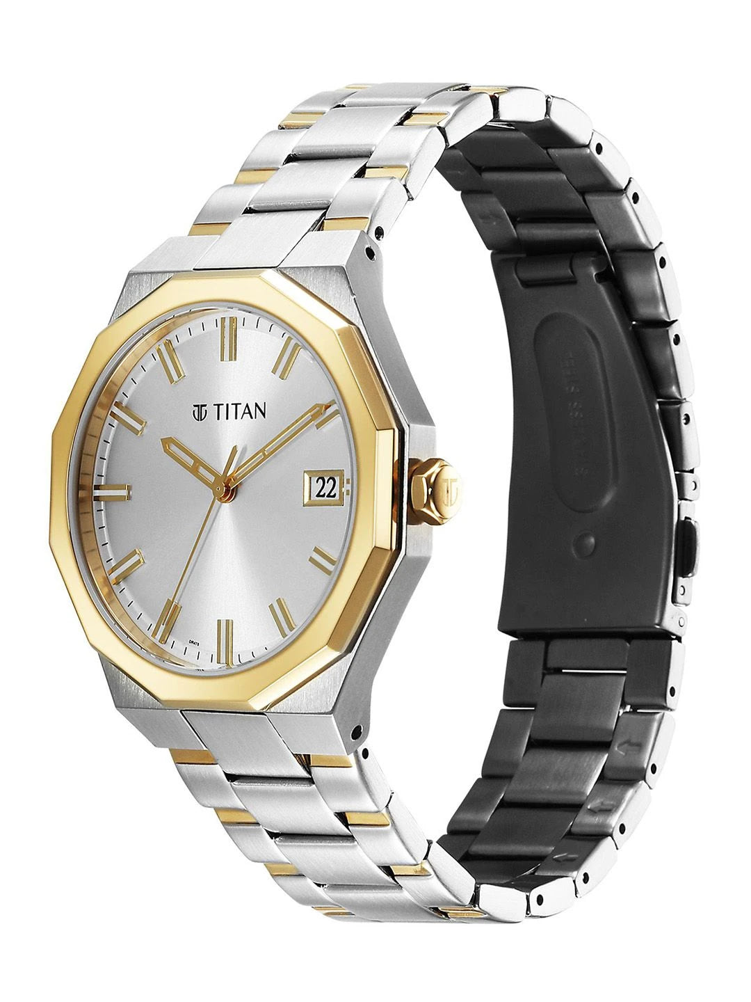 Titan Dodecagon Round Dial Quartz Movement Watch - 90212BM01