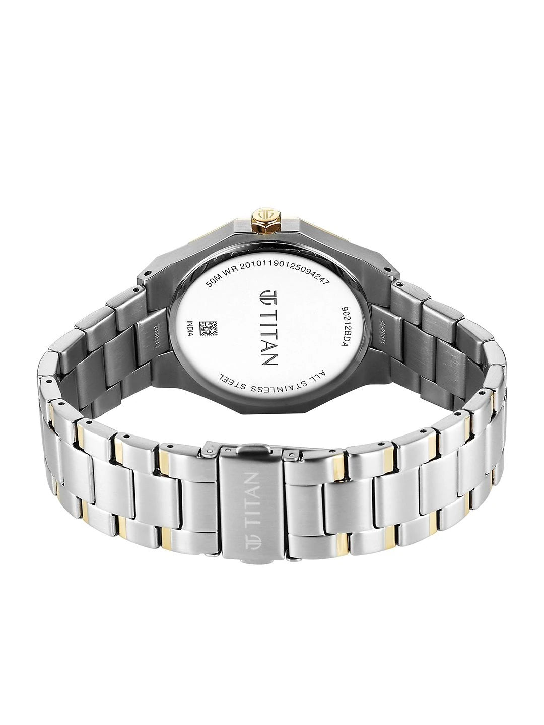Titan Dodecagon Round Dial Quartz Movement Watch - 90212BM01