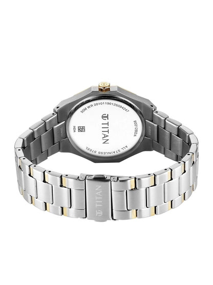 Titan Dodecagon Round Dial Quartz Movement Watch - 90212BM01