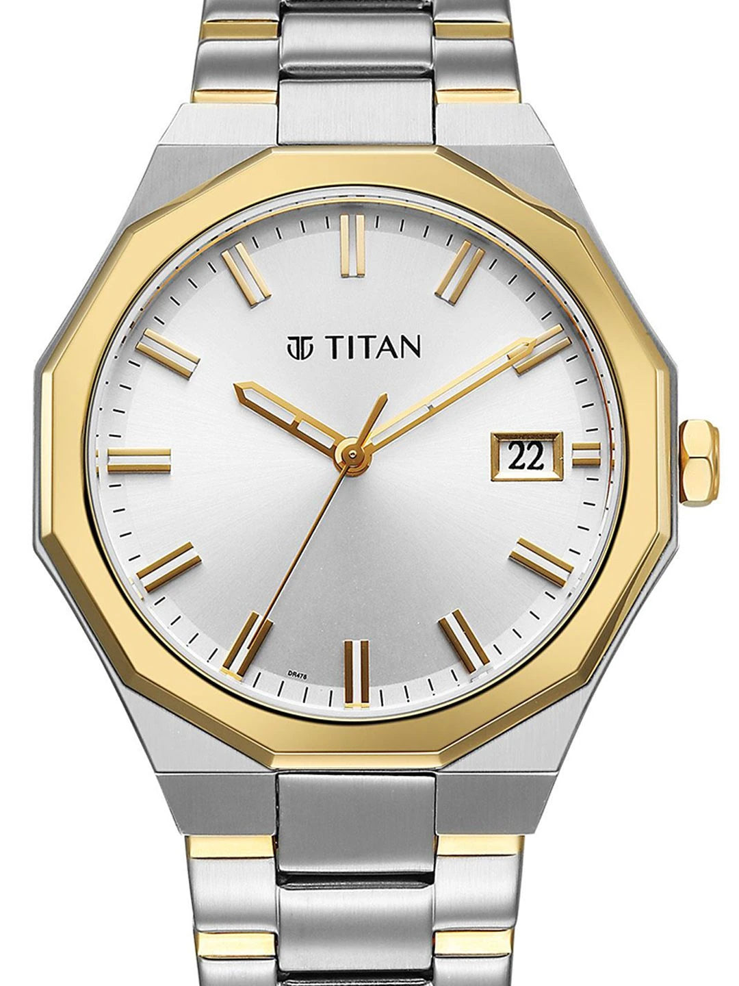 Titan Dodecagon Round Dial Quartz Movement Watch - 90212BM01