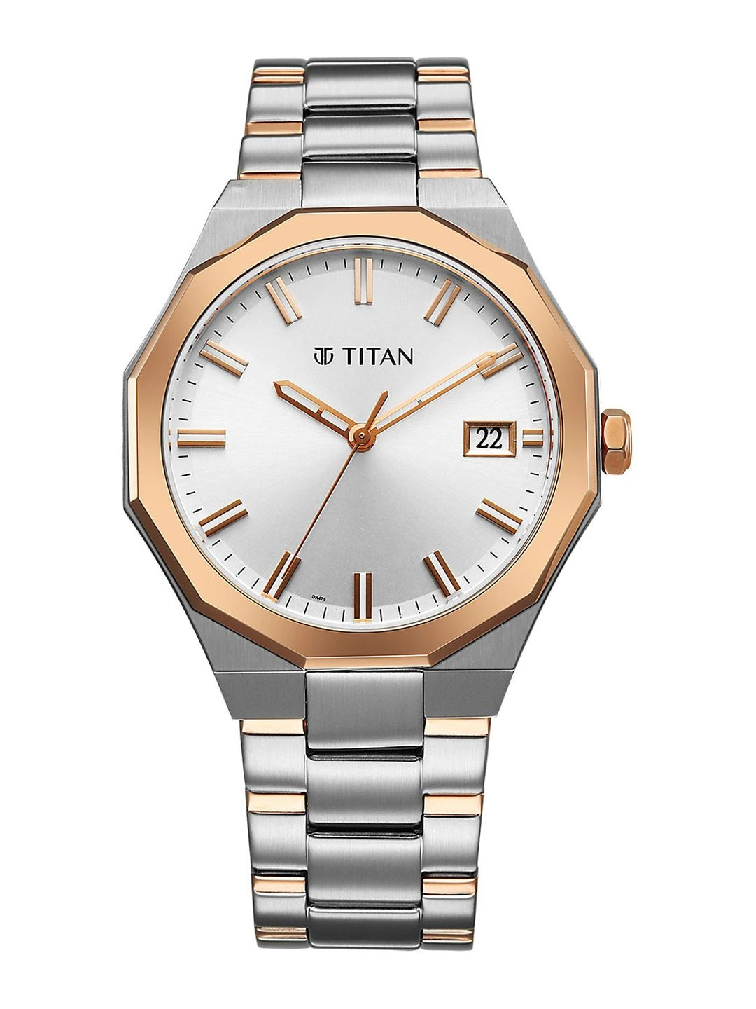 Titan Dodecagon Round Dial Quartz Movement Watch - 90212KM01