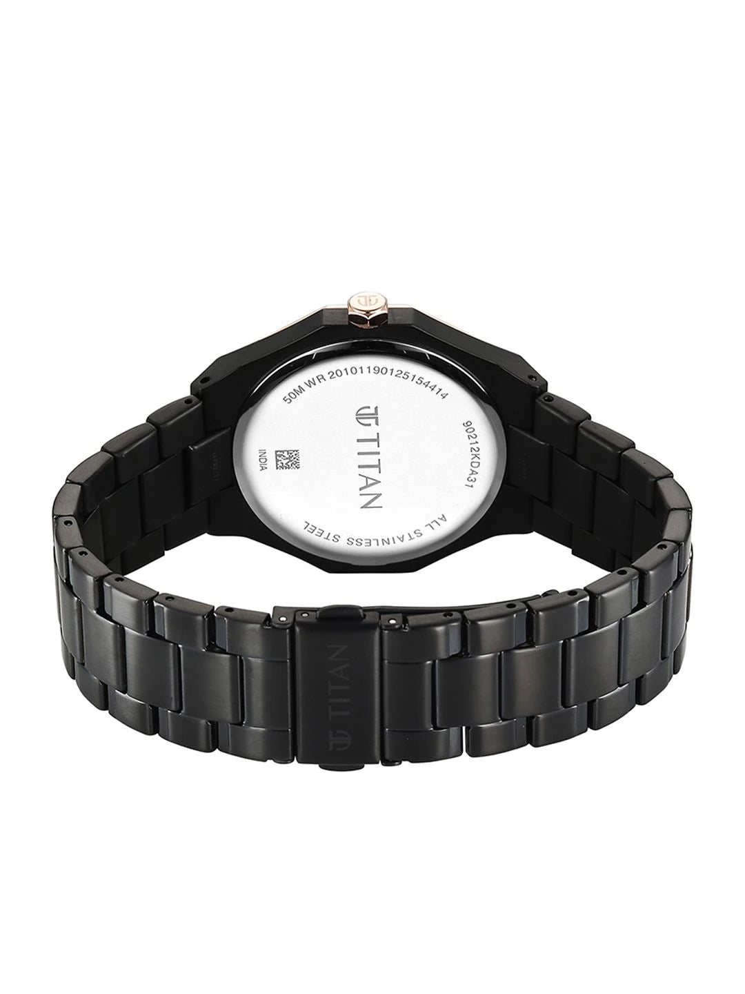 Titan Dodecagon Round Dial Quartz Movement Watch - 90212KM02
