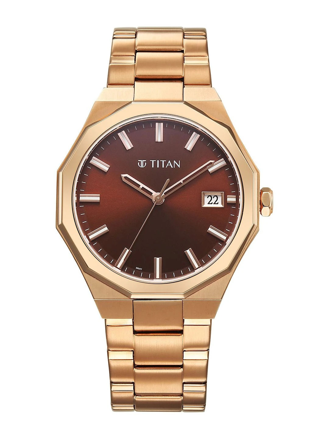 Titan Dodecagon Round Dial Quartz Movement Watch - 90212WM01