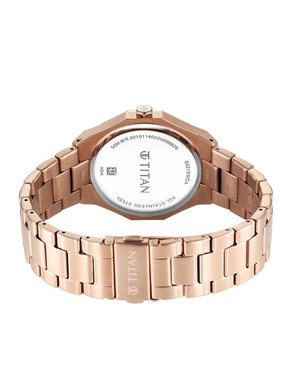 Titan Dodecagon Round Dial Quartz Movement Watch - 90212WM01