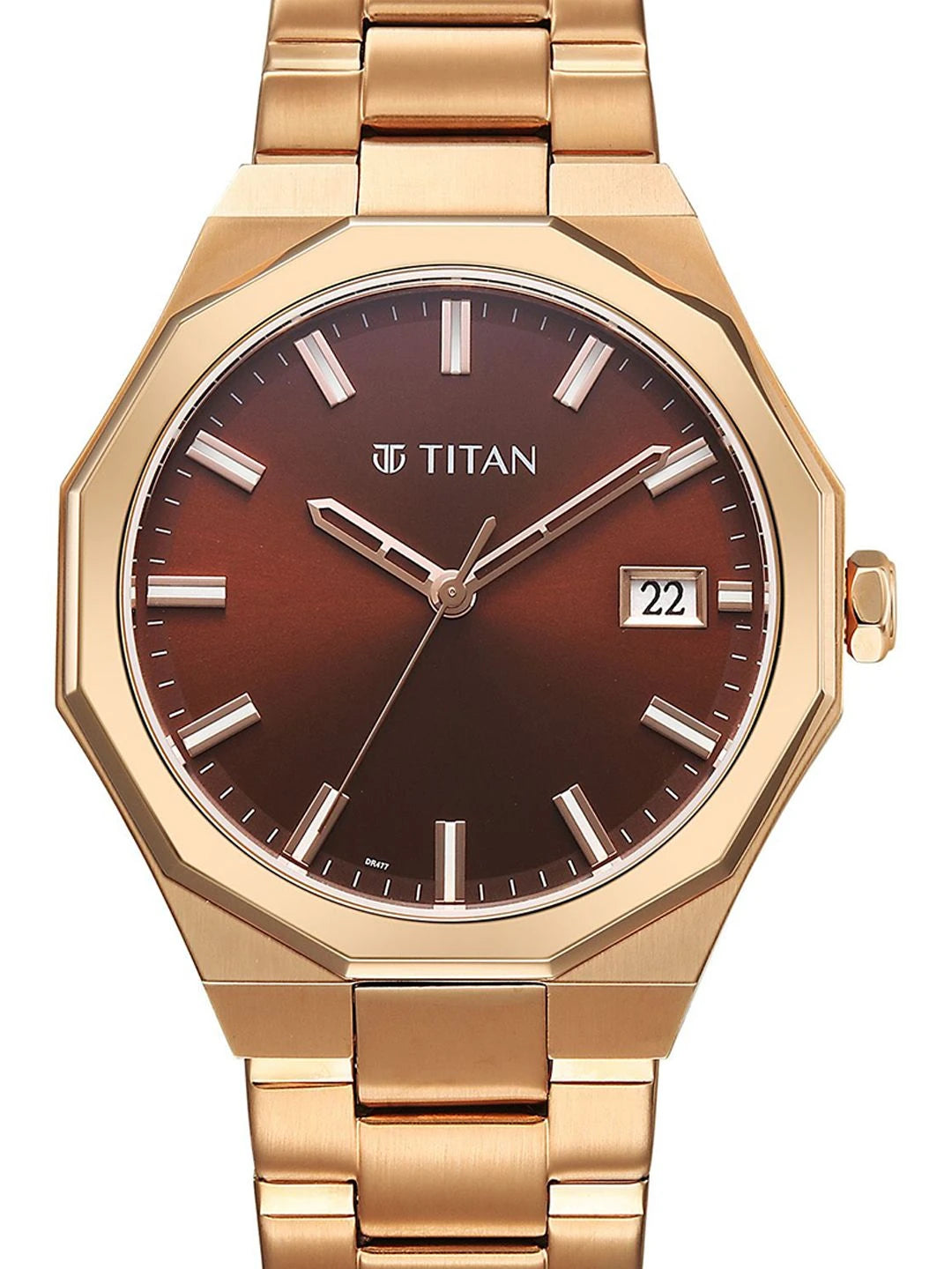 Titan Dodecagon Round Dial Quartz Movement Watch - 90212WM01