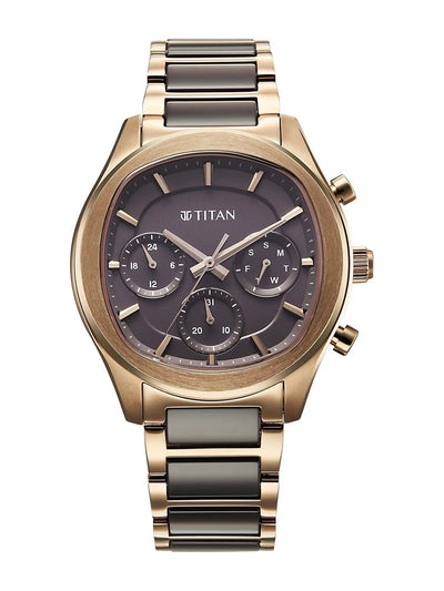 Titan Ceramic Fusion 3.0 Multi-Function Quartz Grey Dial Watch - 90216KD02
