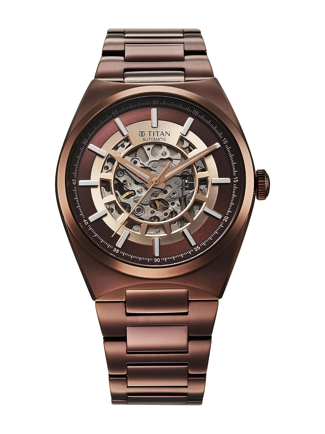 Titan Round Brown Dial Analog Watch - 90221QM01