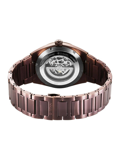Titan Round Brown Dial Analog Watch - 90221QM01