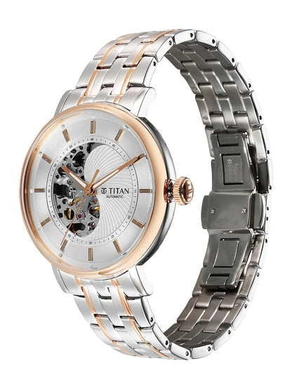 Titan Round White Dial Analog Watch - 90222KM01