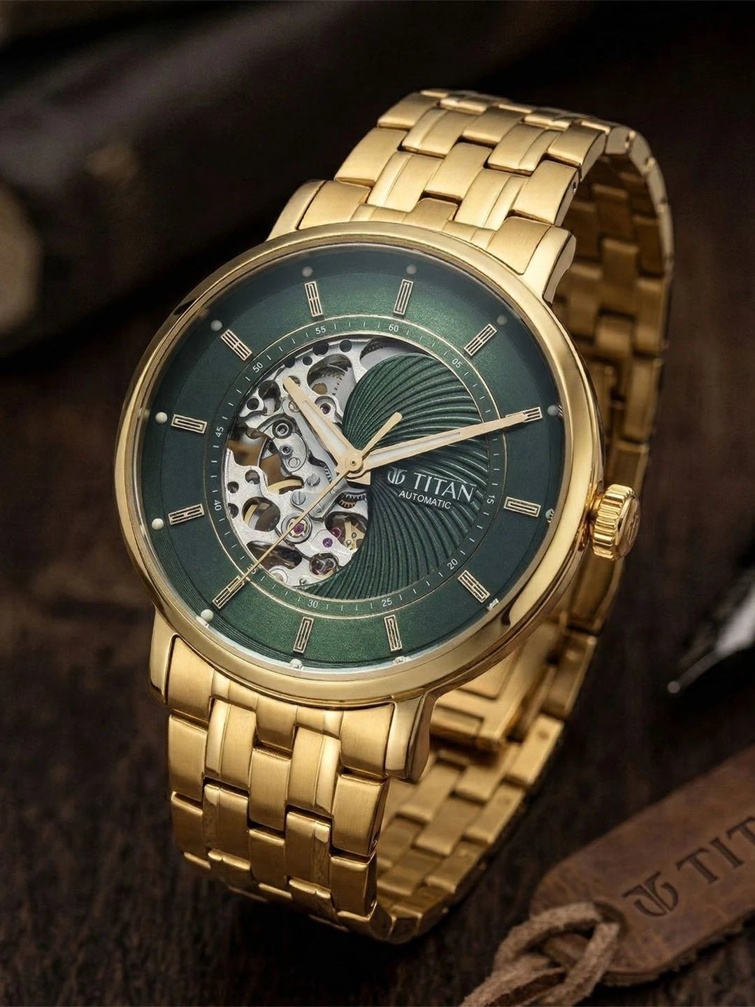 Titan Ying Yang Automatic Analog Green Dial Watch - 90222YM01