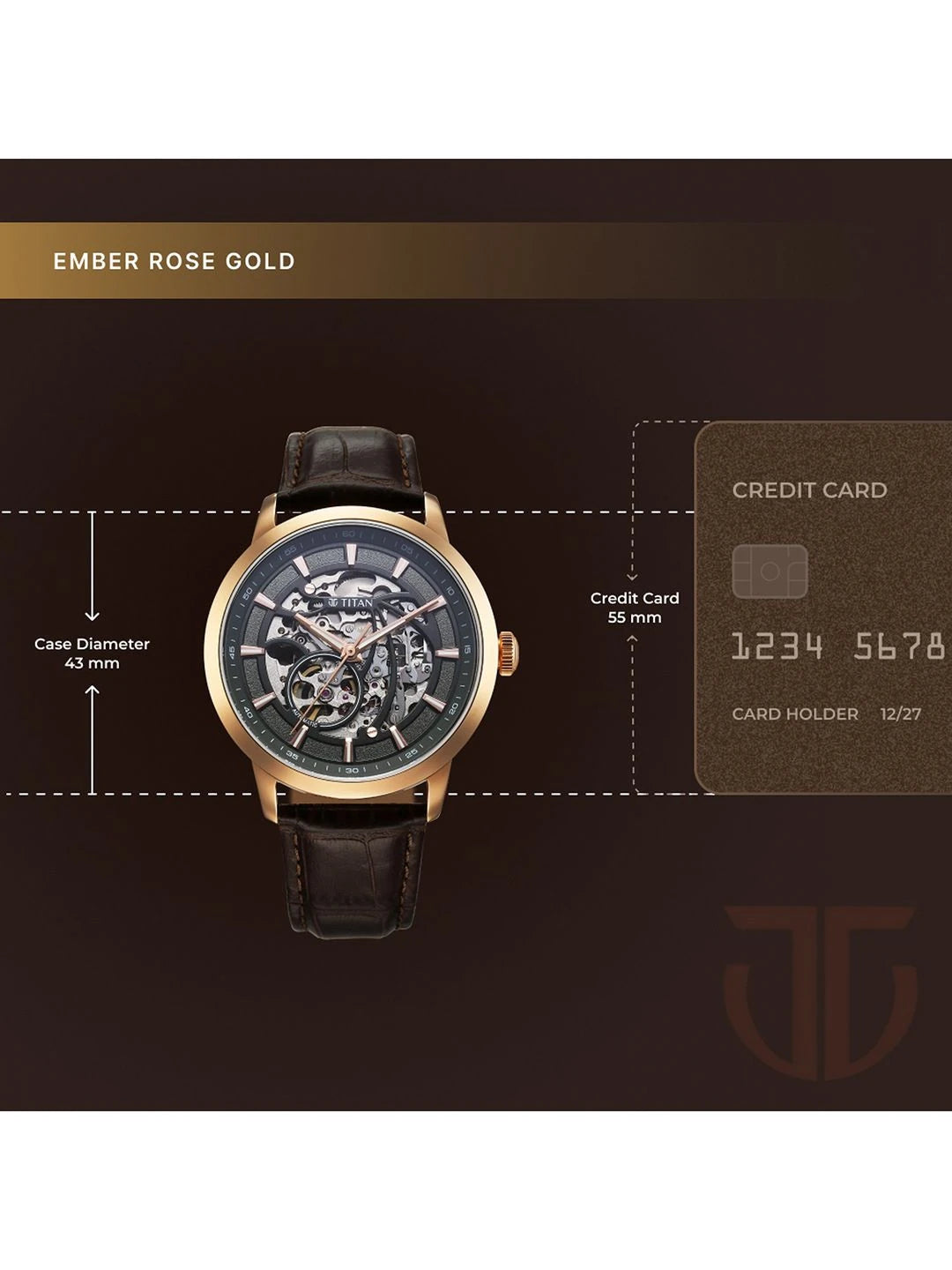 Titan Skeleton Dial & Leather Straps Analogue Automatic Motion Powered Watch - 90223WL01