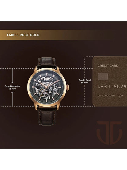 Titan Skeleton Dial & Leather Straps Analogue Automatic Motion Powered Watch - 90223WL01