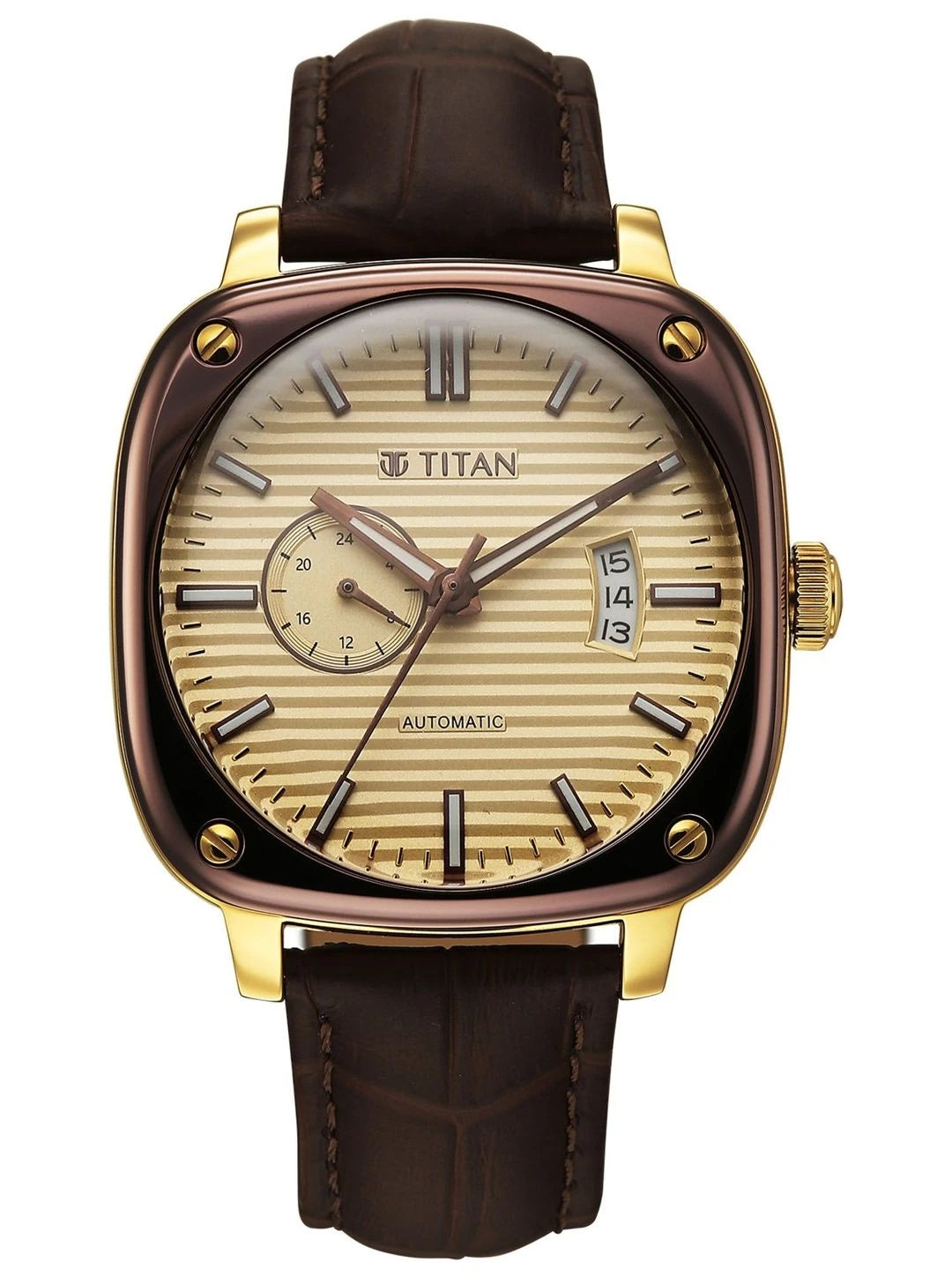 Titan Vintage Concealed Automatic Analog Beige Dial Watch - 90225KL03