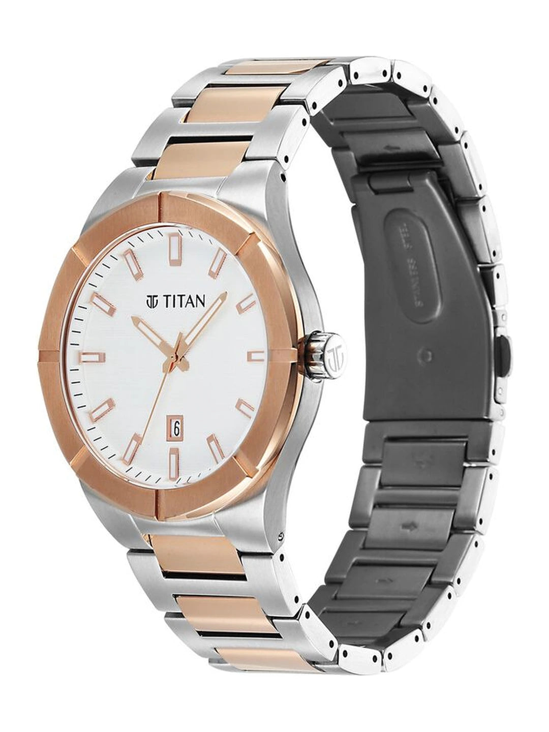 Titan Round White Dial Analog Watch - 90240KM01