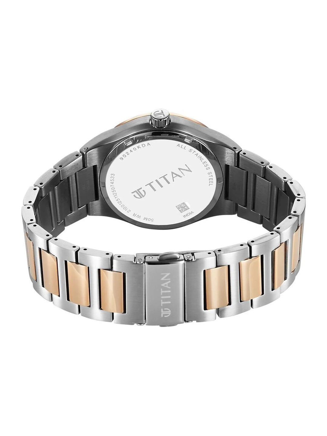 Titan Round White Dial Analog Watch - 90240KM01