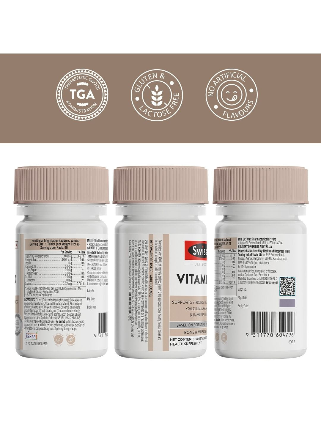 Swisse Vitamin D3 10mcg 90 Tablets