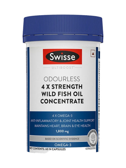 Swisse 4X Strength Fish Oil 1800mg Omega 3 for Highest Omega-3 Content in One Capsule (60 Capsules)