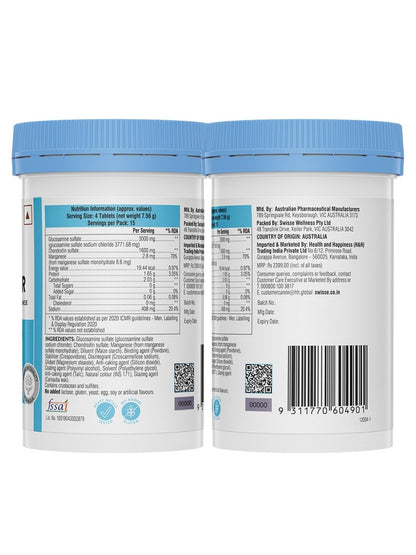 Swisse Joint Repair with Glucosamine & Chondroitin for Pain Relief & Cartilage Support (60 Tablets)