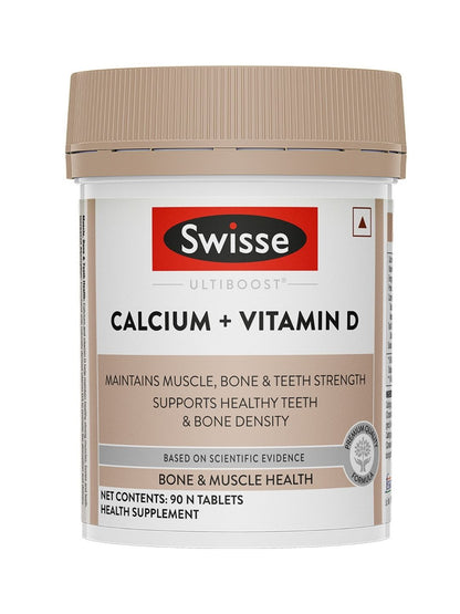 Swisse Calcium + Vitamin D with Citrate Tetrahydrate 333.33mg & Colecalciferol 8.33mcg for Muscle, Teeth & Bone Health (90 Tablets)