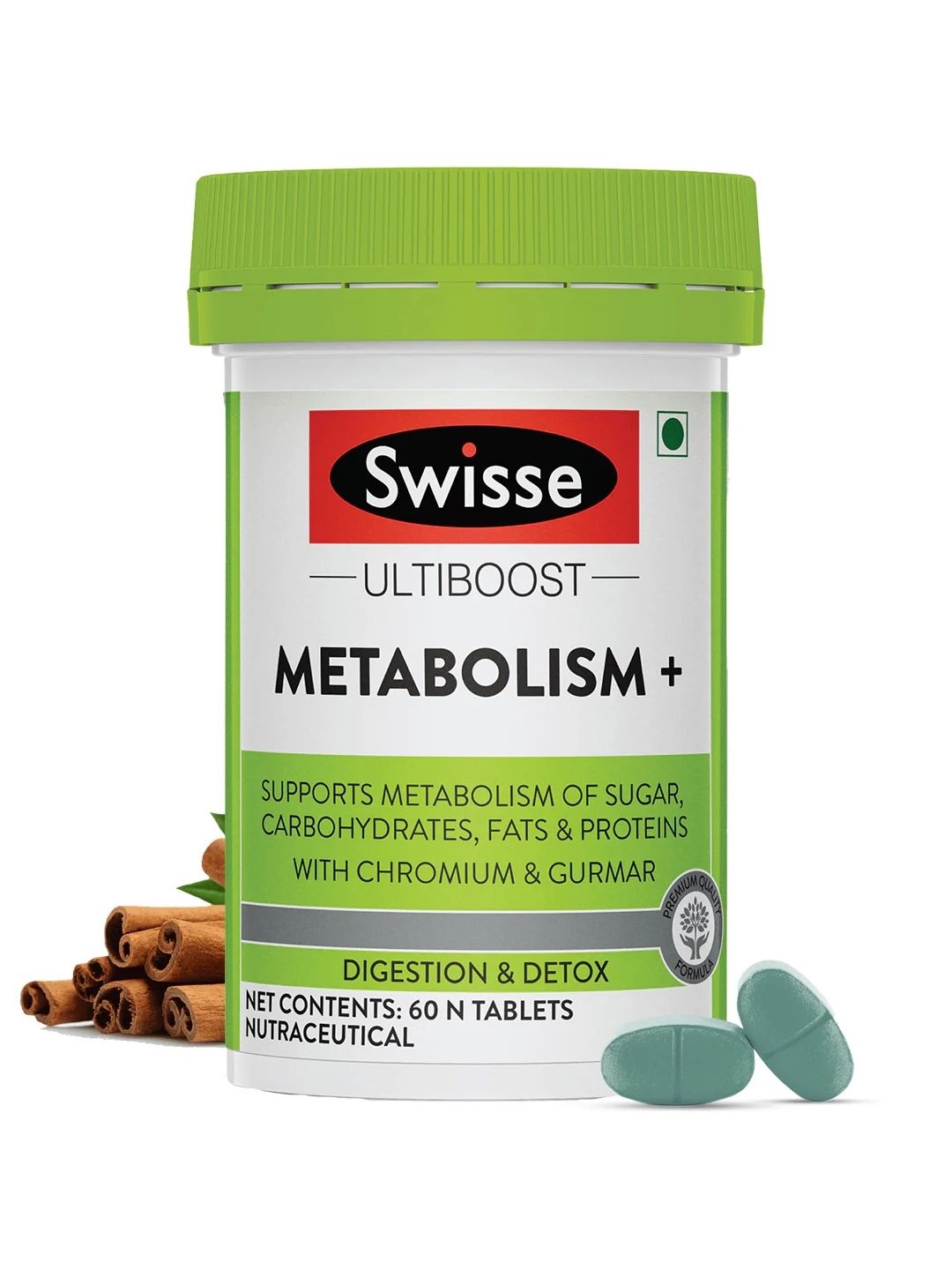 Swisse Metabolism+ with Cinnamon Cassia for Digestion, Detox & Healthy Blood Sugar Support (60 Tablets)