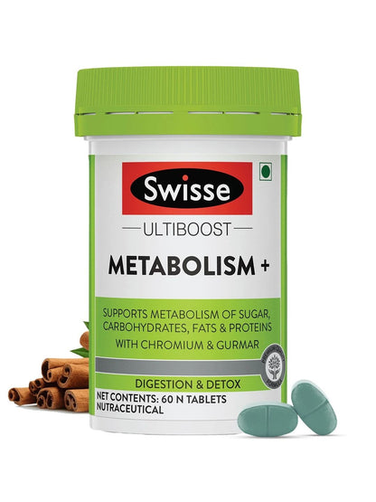 Swisse Metabolism+ with Cinnamon Cassia for Digestion, Detox & Healthy Blood Sugar Support (60 Tablets)