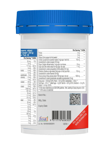 Swisse Multivitamin with Ginseng & 35 Other Vital Herbs, Vitamins & Minerals for Energy, Stamina & Vitality (30 Tablets)