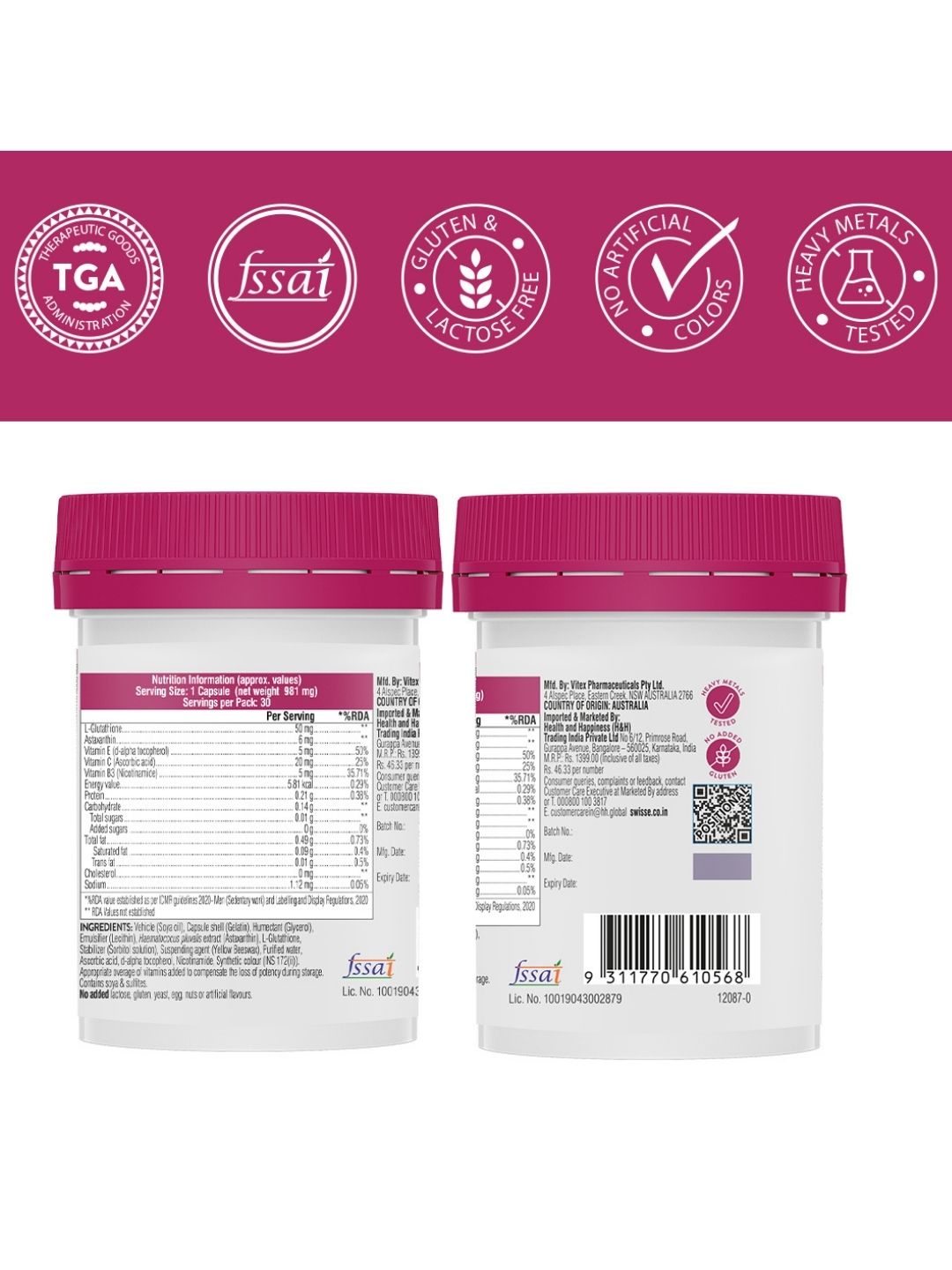 Swisse Glutathione+ 30 Capsules