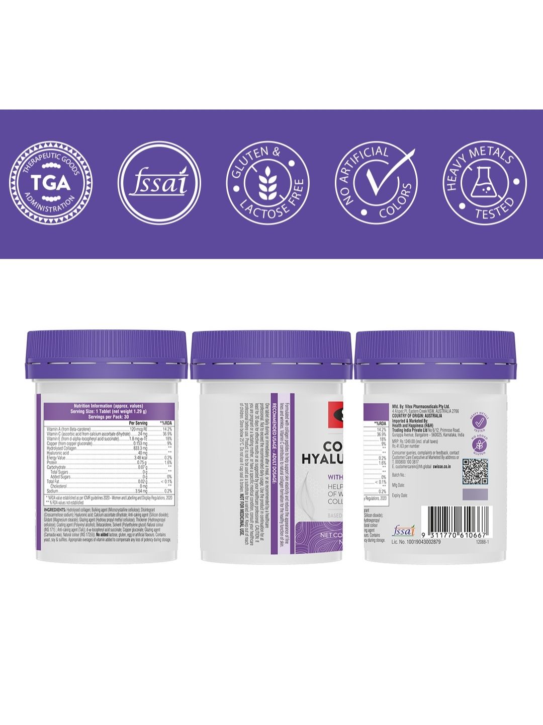 Swisse Collagen + Hyaluronic Acid 30 Tablets