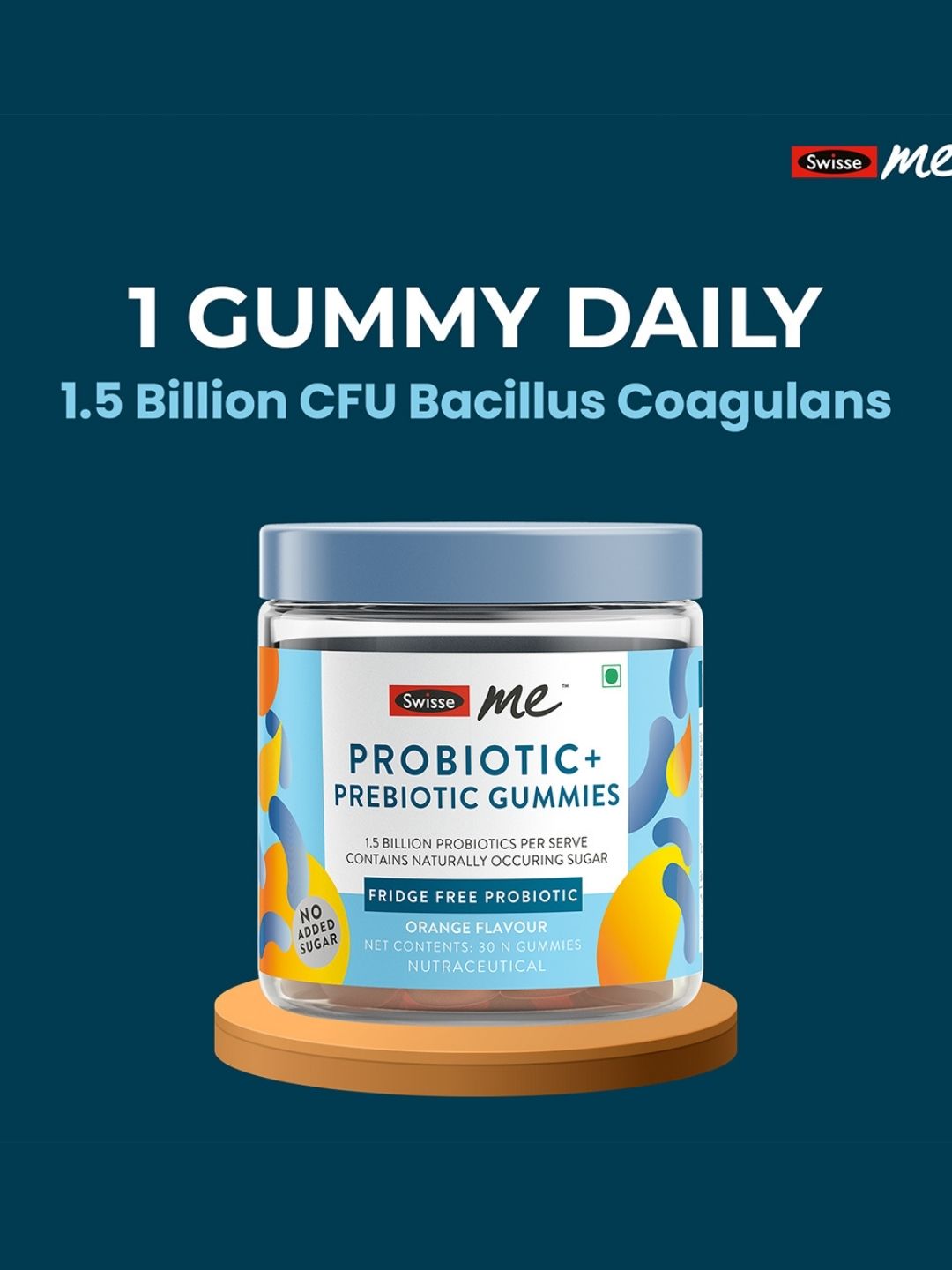 Swisse Me Probiotic Prebiotic Gummies with 1.5 Billion CFU Blend for Better Gut Health (30 Gummies)