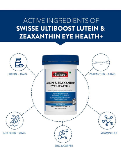 Swisse Eye Health+ with Lutein & Zeaxanthin for Vision Support & Reduced Digital Strain (30 Tablets)