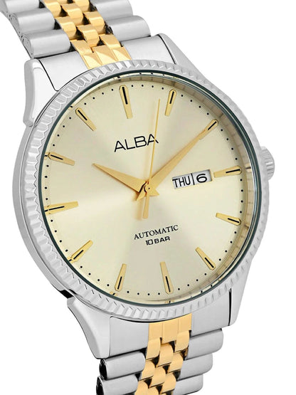 Alba Oval Cream-Coloured Dial Analog Watch With Metal Strap - AL4233X1