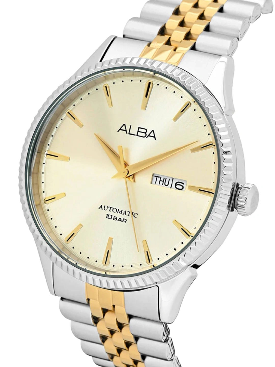 Alba Oval Cream-Coloured Dial Analog Watch With Metal Strap - AL4233X1