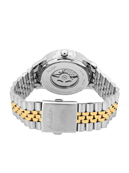 Alba Oval Cream-Coloured Dial Analog Watch With Metal Strap - AL4233X1