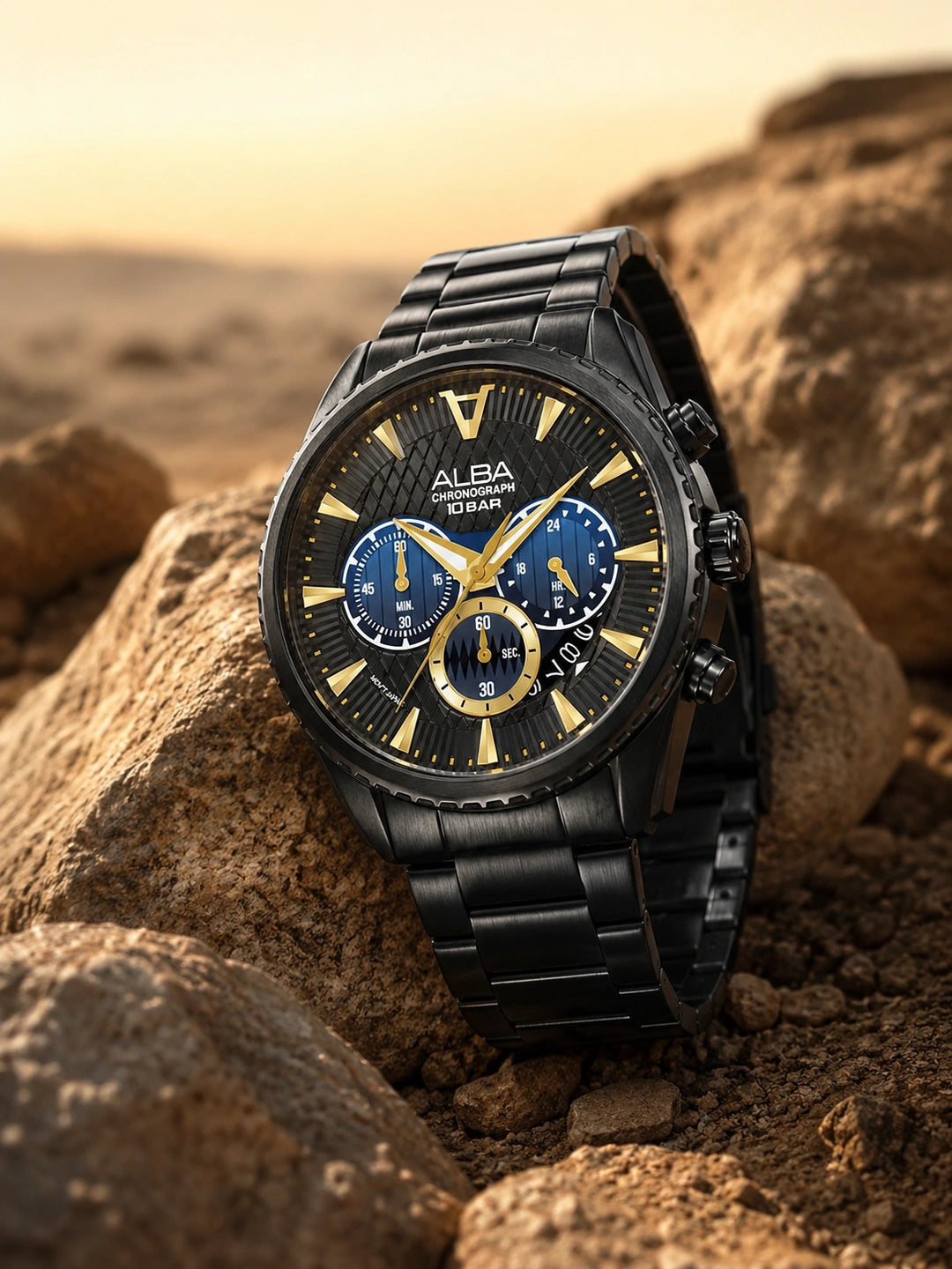 Alba Round Black Dial Analog Watch - AT3J09X1